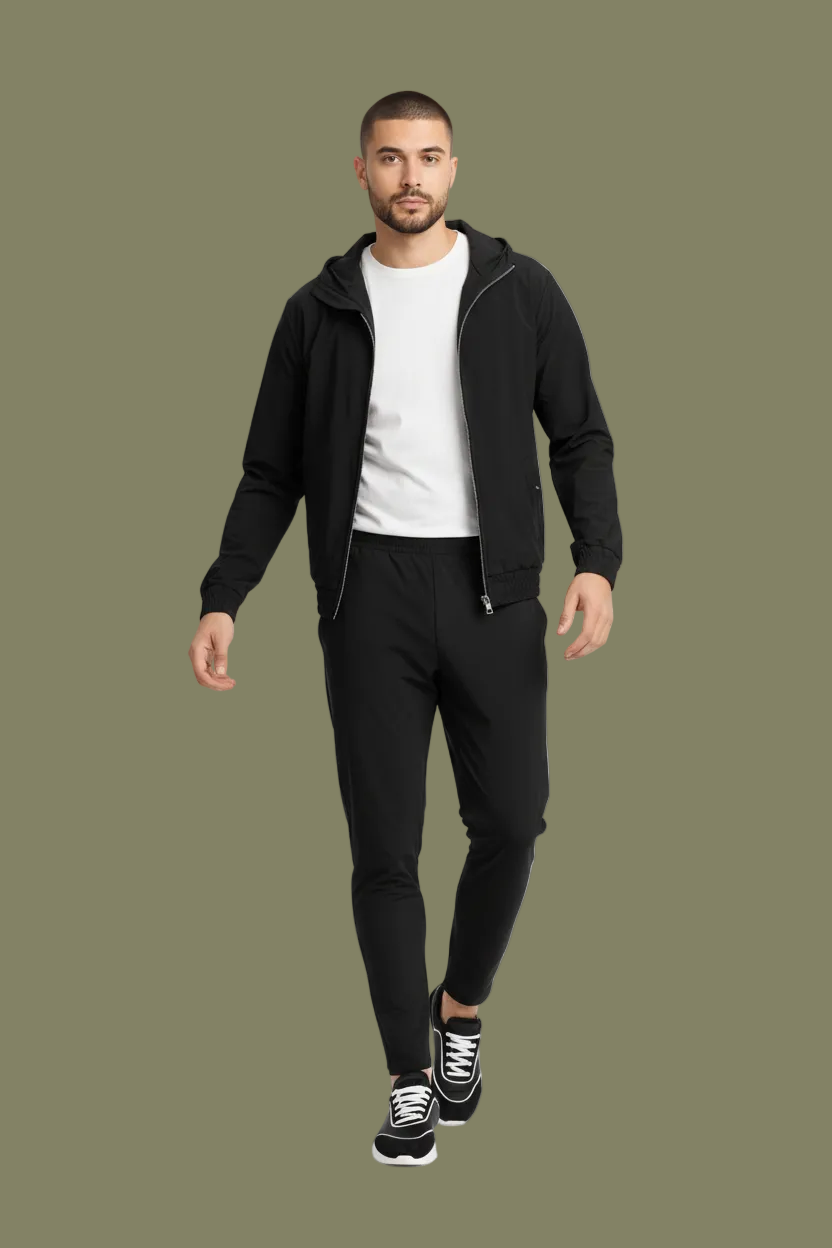 Onyx Black Hooded Tech Suit