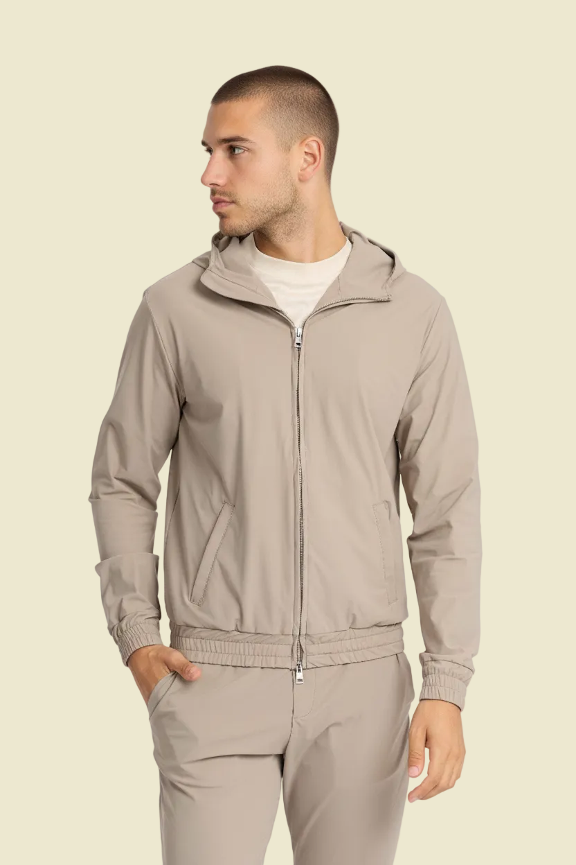 Light Beige Hooded Tech Vest