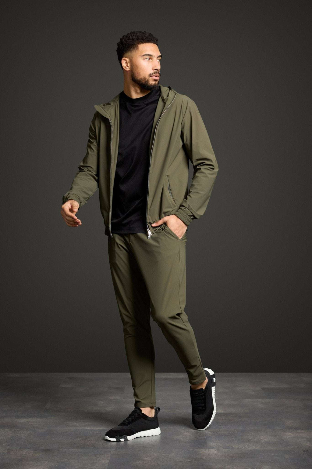 Dark Green Hooded Tech Suit