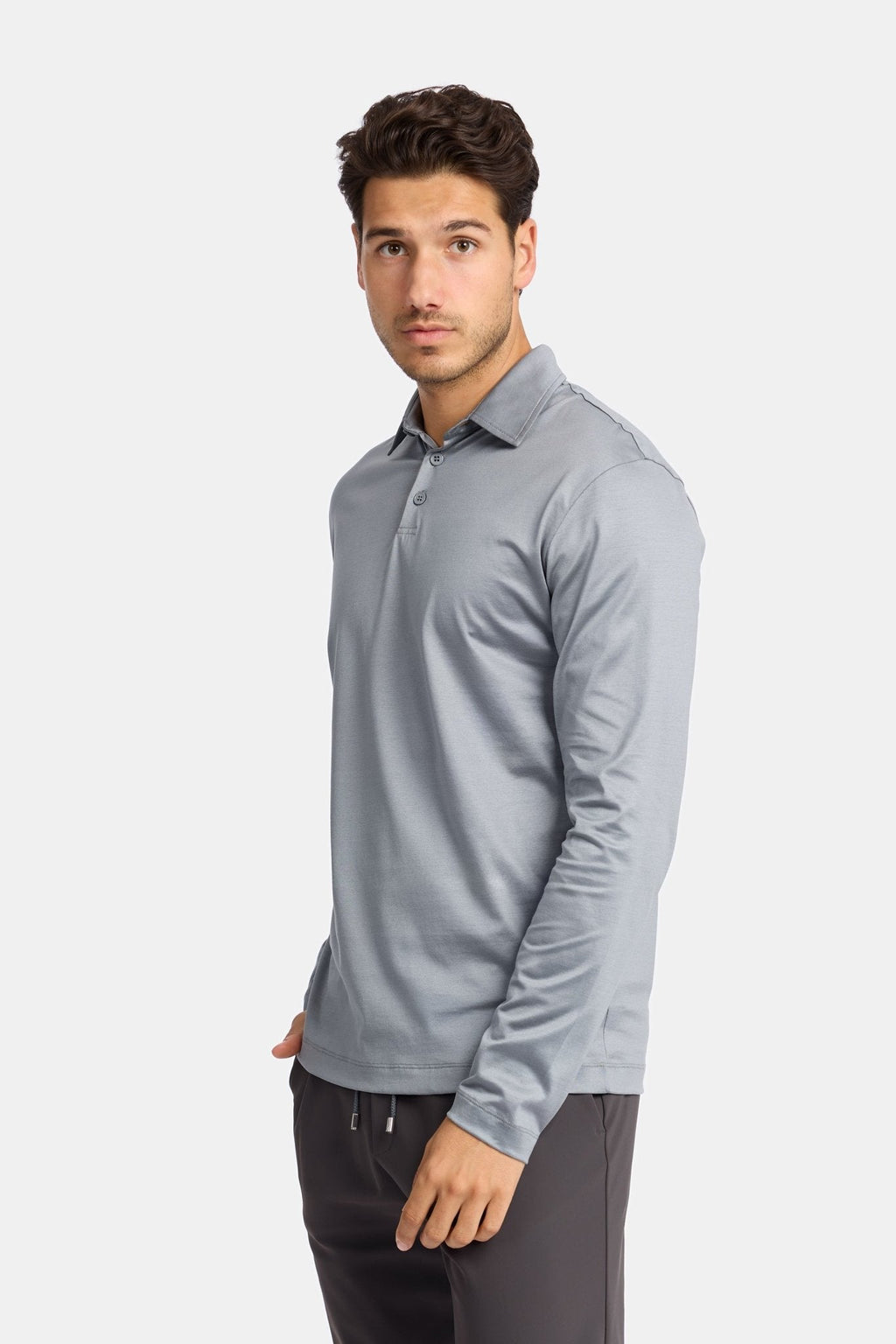 Mist Grey Longsleeve Polo Shirt