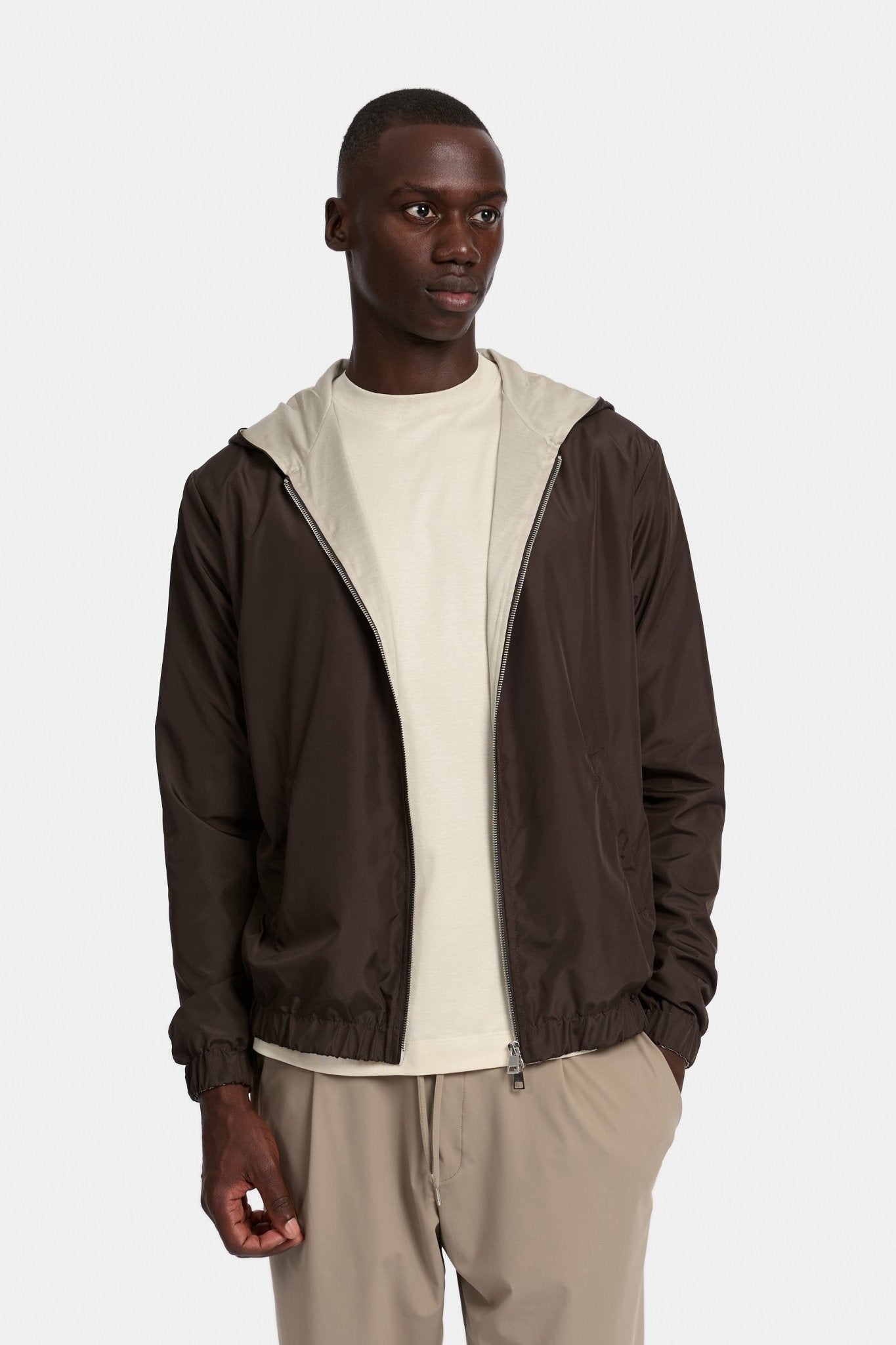 Mocha Brown Hooded Blend Jacket