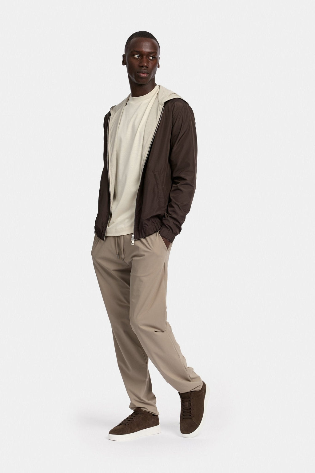 Mocha Brown Hooded Blend Jacket