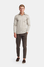 Sandstone Beige Longsleeve Polo Shirt